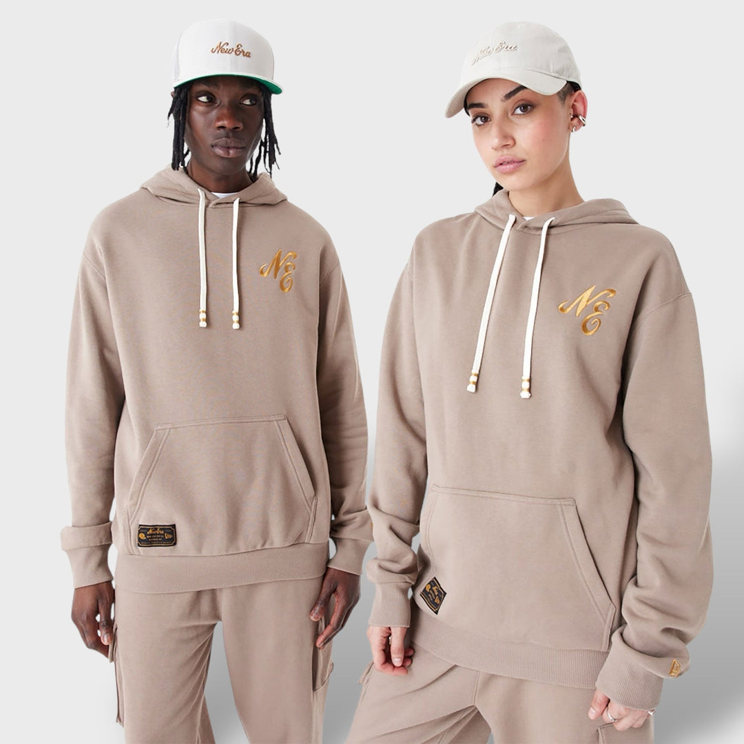 New Era Script Logo Oversized Pullover Hoodie brown - Shop-Tetuan