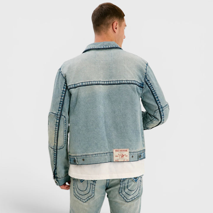 True Religion Big T Moto Denim jacket gsql light dawn wash