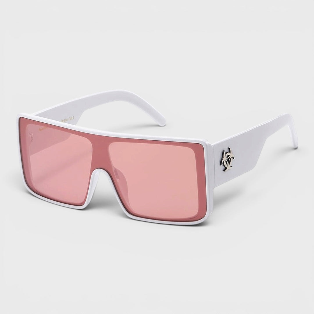 Biohazard Squared Shield Sunglasses white/pink