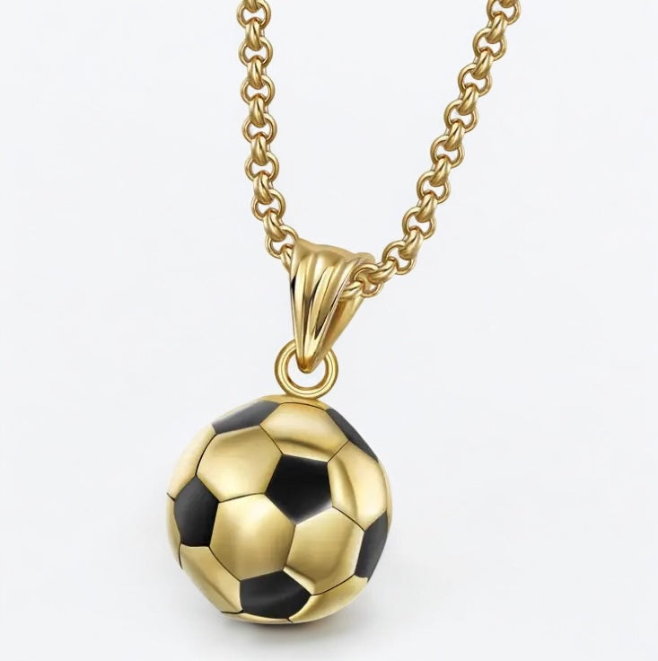 Football Necklace Pendant steel/gold - Shop-Tetuan