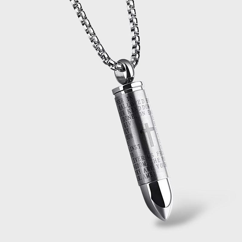 Cross Pendant Bullet necklace steel - Shop-Tetuan