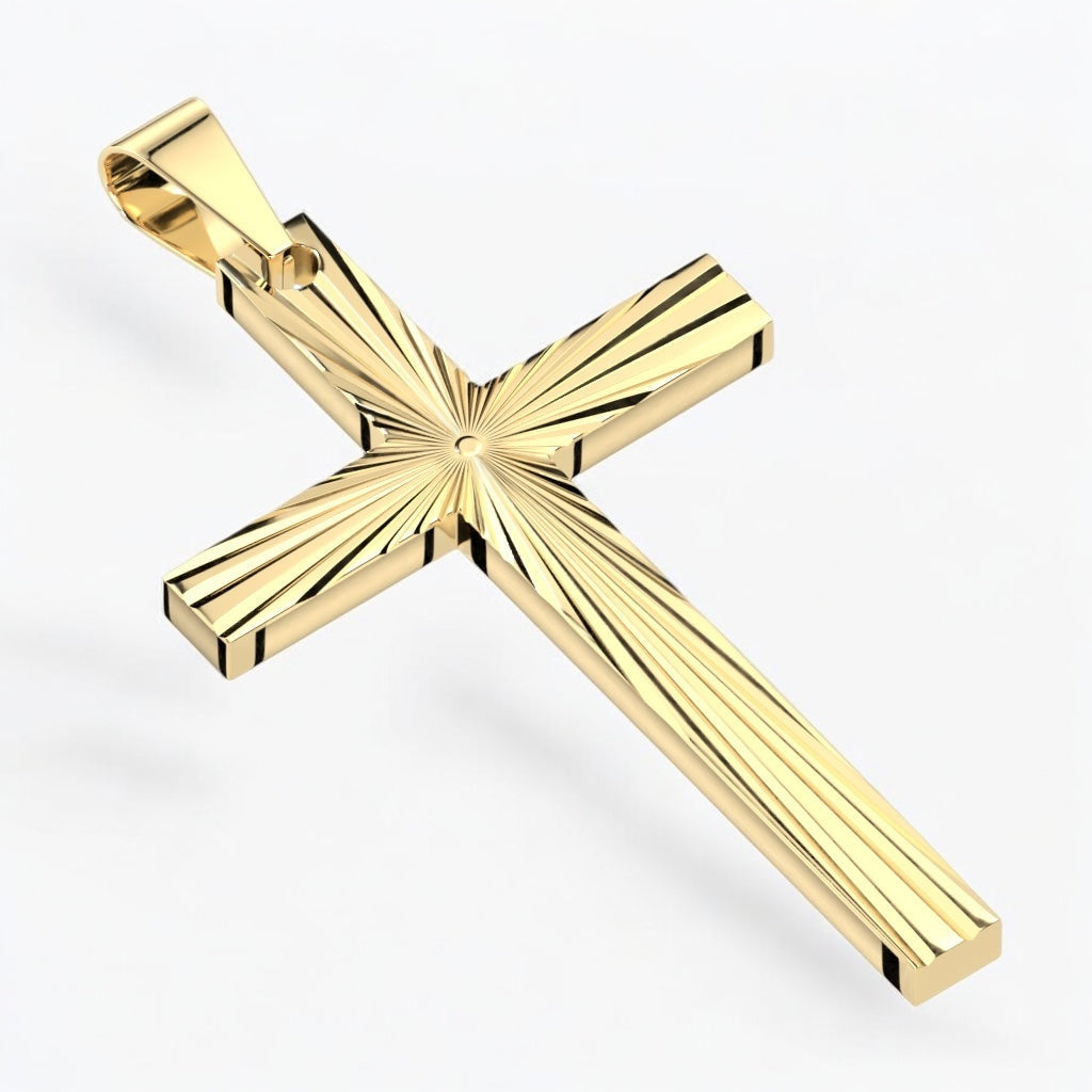 Engraved Starburst Cross Pendant Necklace gold - Shop-Tetuan