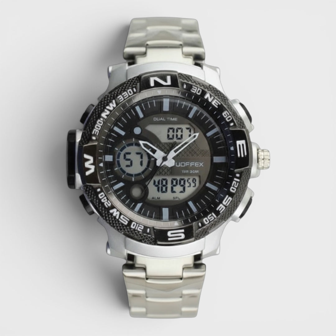 NY London Quamer Digital Metal Bracelet Watch silver/black