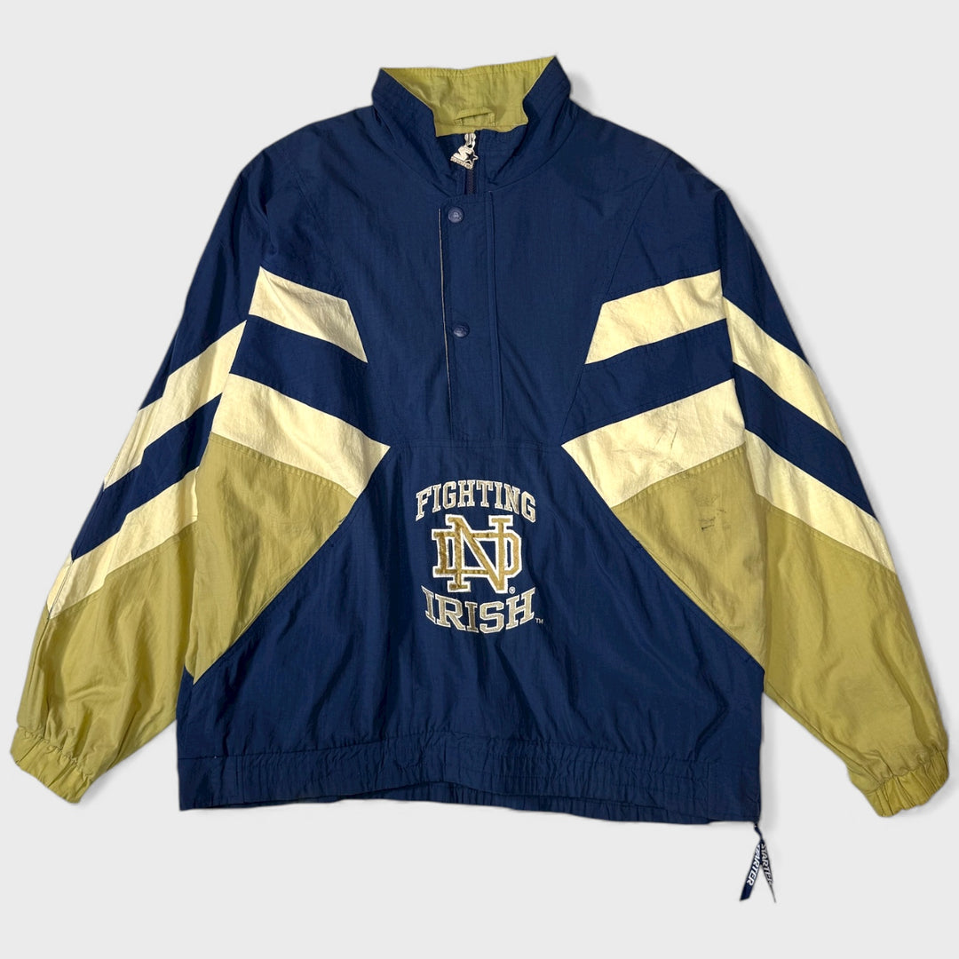 Starter 90s Vintage Notre Dame Fighting Irish American Football Pullover Jacket navy/khaki XL - Shop-Tetuan