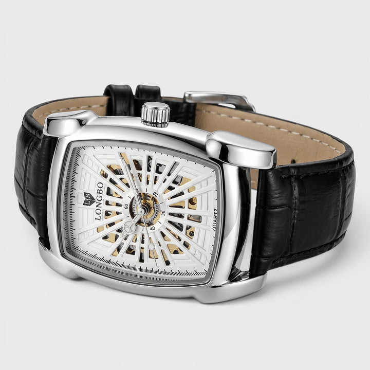 Longbo Automatic Leather Strap D5 Watch silver/black