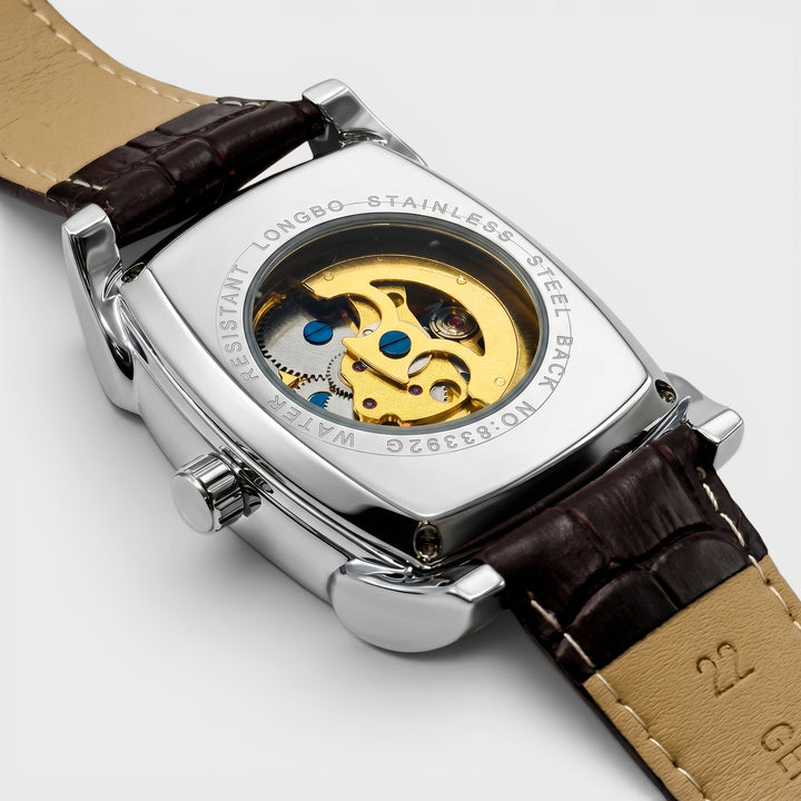 Longbo Automatic Leather Strap D5 Watch silver/black