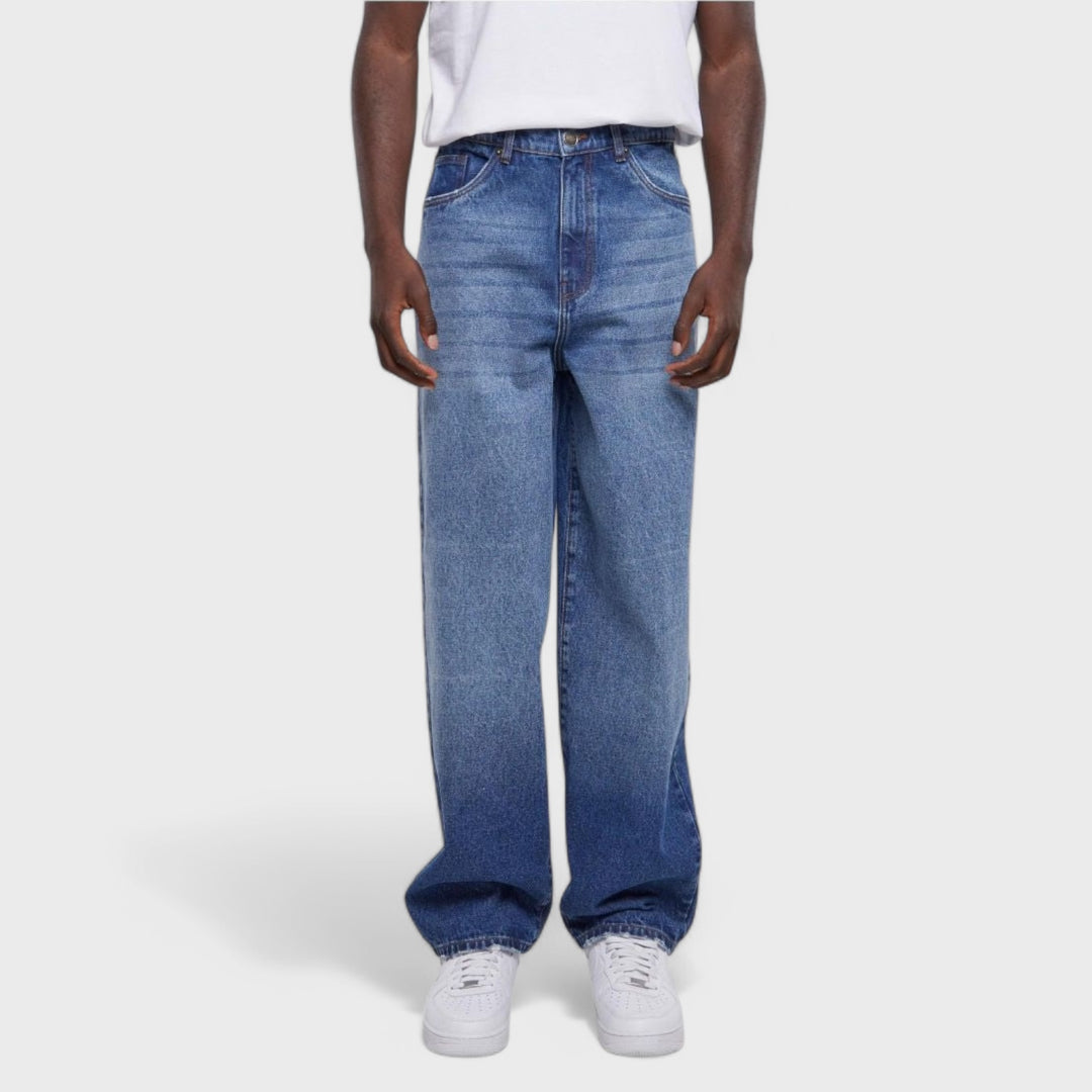 Urban Classics Heavy Ounce Baggy Fit Jeans new mid blue washed - Shop-Tetuan