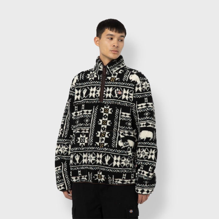 Dickies Hays 1/4 Zip Fleece nordic pattern dark blue - Shop-Tetuan