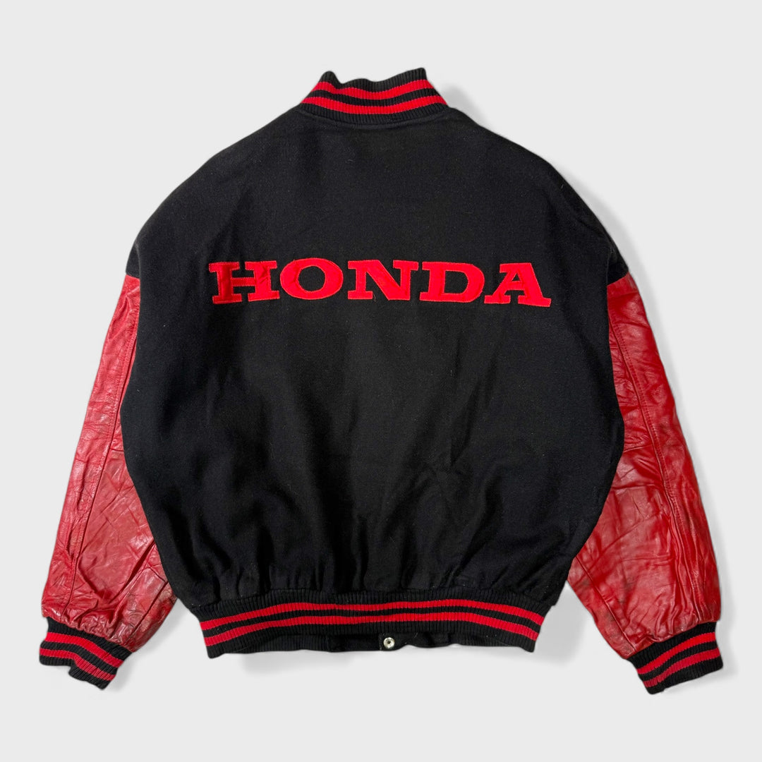 Canada Sportswear 90s Wool Leather Honda Varsity jacket black/red XL