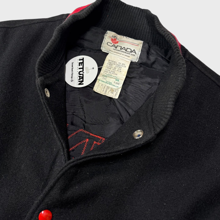 Canada Sportswear 90s Wool Leather Honda Varsity jacket black/red XL