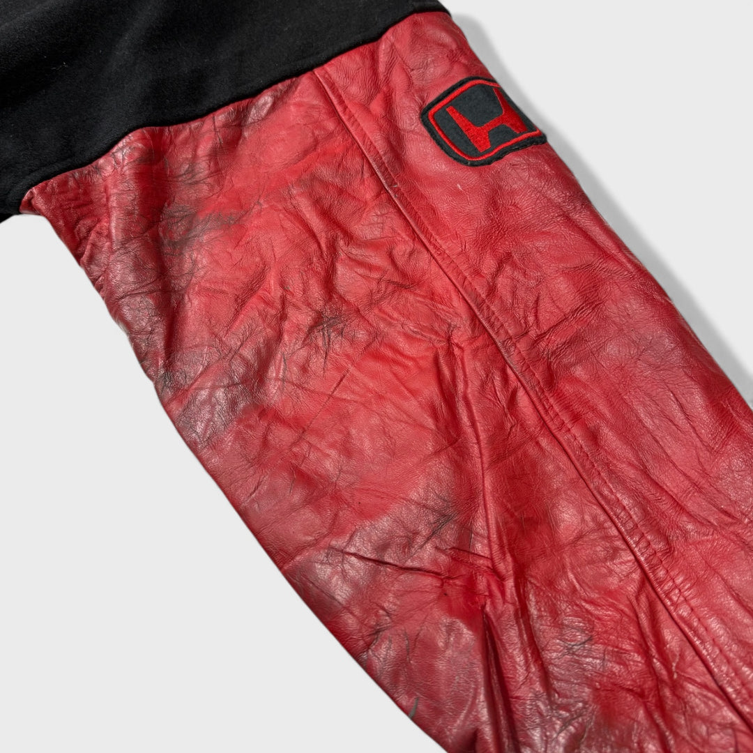 Canada Sportswear 90s Wool Leather Honda Varsity jacket black/red XL