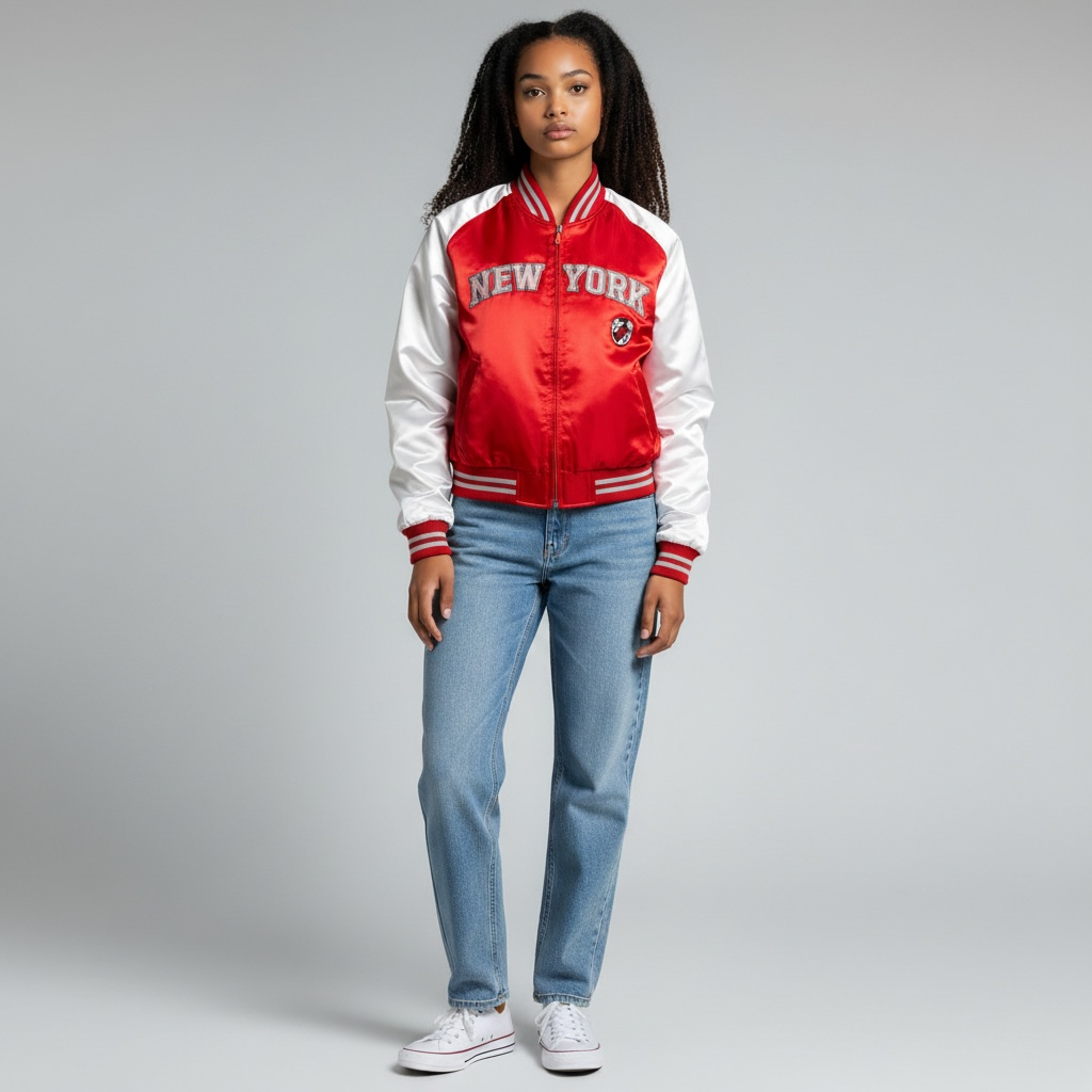 Southpole Womens Vintage New York Varsity jacket red/white XL - Shop-Tetuan