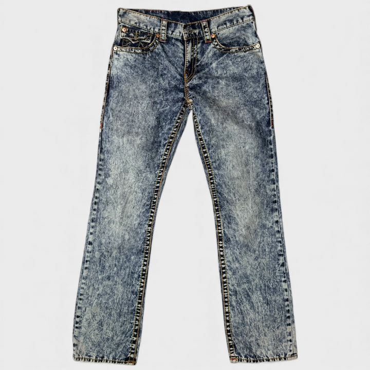 True Religion Straight Flap Jeans acid wash 32