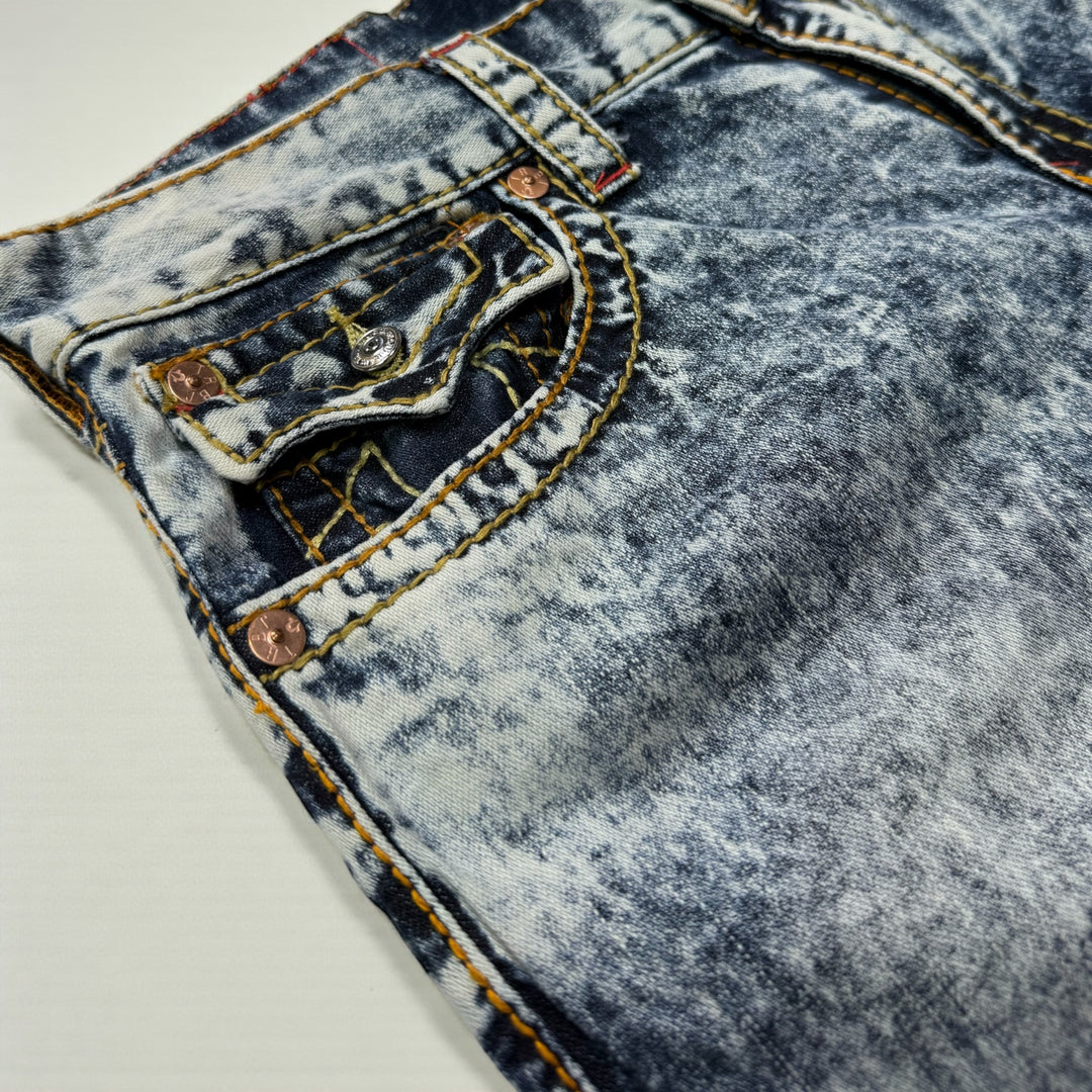 True Religion Straight Flap Jeans acid wash 32