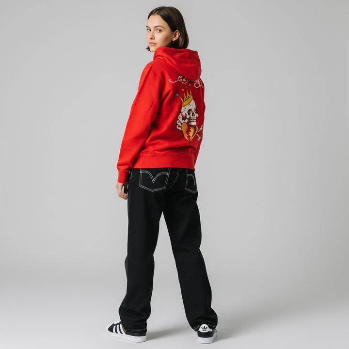 Ed Hardy Womens Y2K Vintage Hoody red L