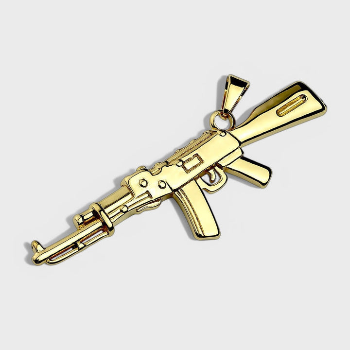 Semi-Auto Rifle Stainless Steel Pendants gold - Shop-Tetuan