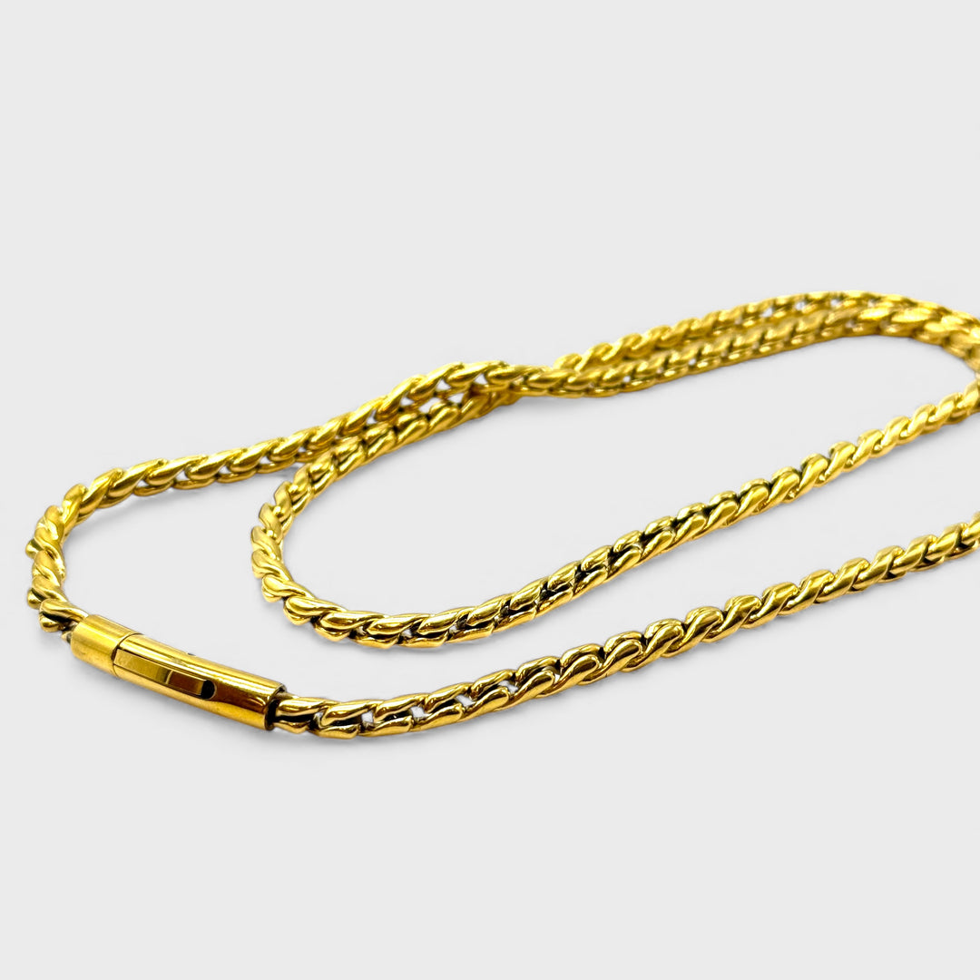 Clip Lock Chain Necklace 65cm x 4mm steel gold