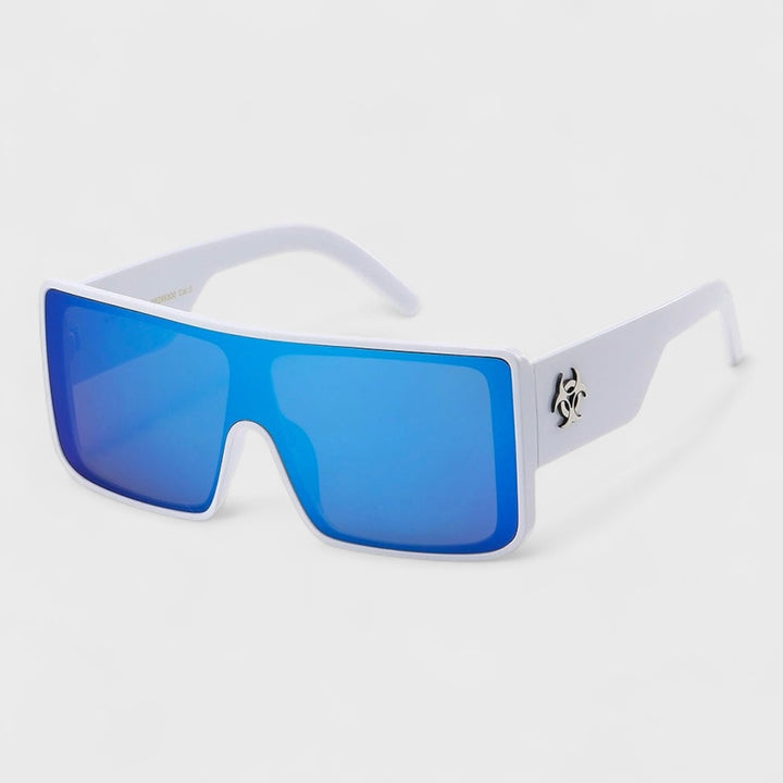 Biohazard Squared Shield Sunglasses white/blue - Shop-Tetuan