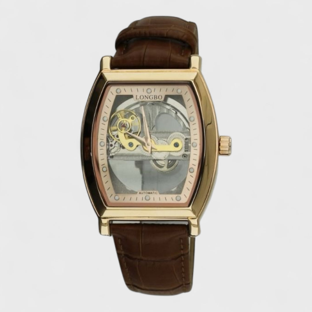 Longbo Men's Automatic Watch with Leather Strap rose/brown - Shop-Tetuan