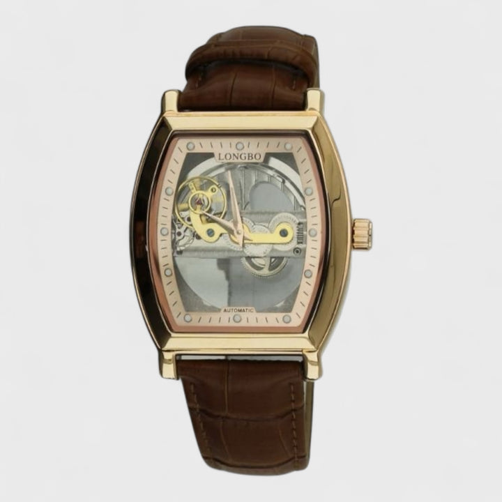 Longbo Men's Automatic Watch with Leather Strap rose/brown - Shop-Tetuan