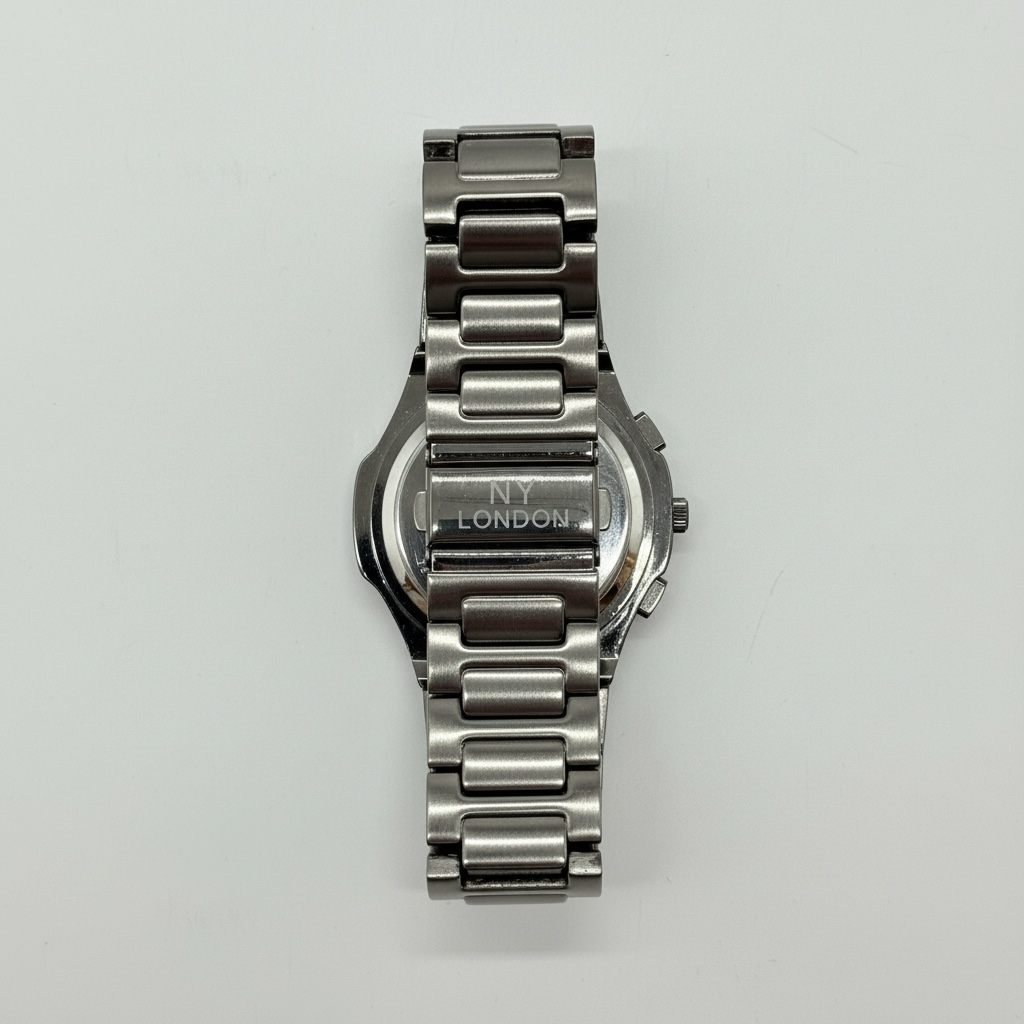 NY London Round Diamond Metal Bracelet Watch gun/gold