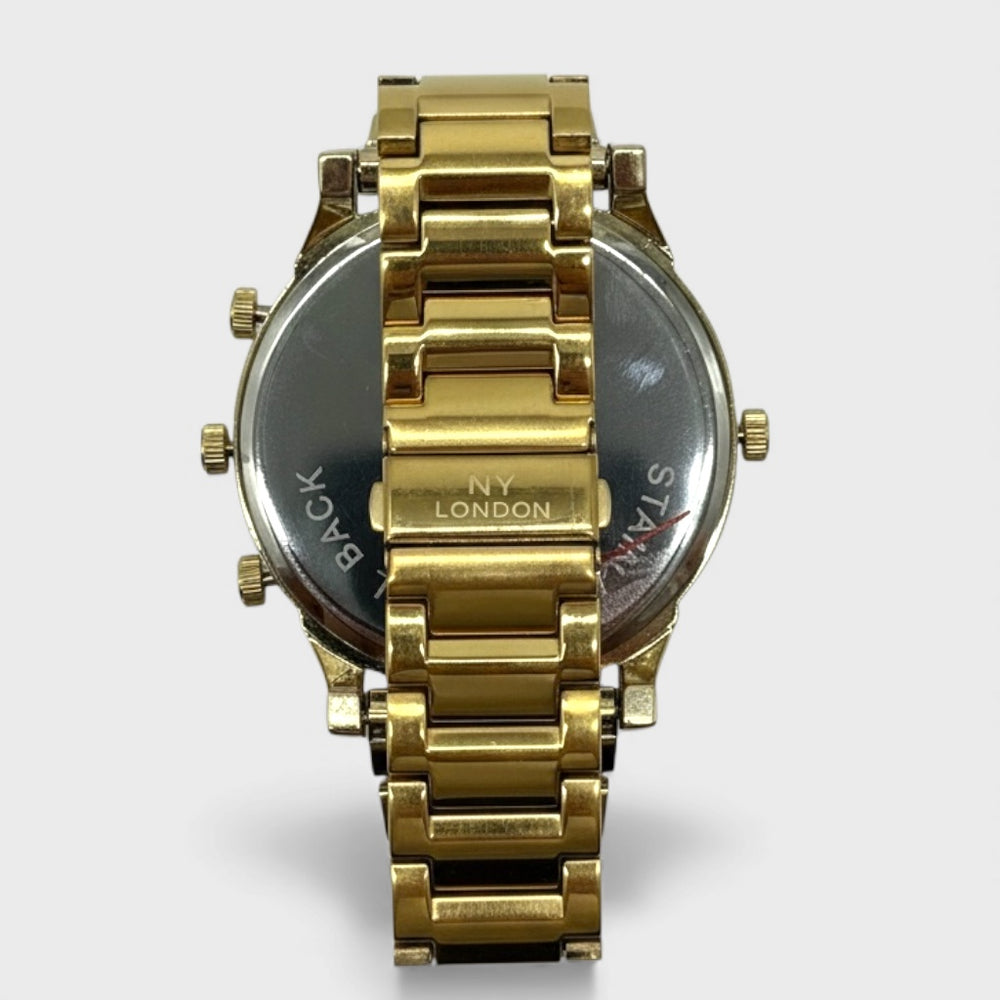NY London Round Metal Bracelet Watch gold/blue - Shop-Tetuan