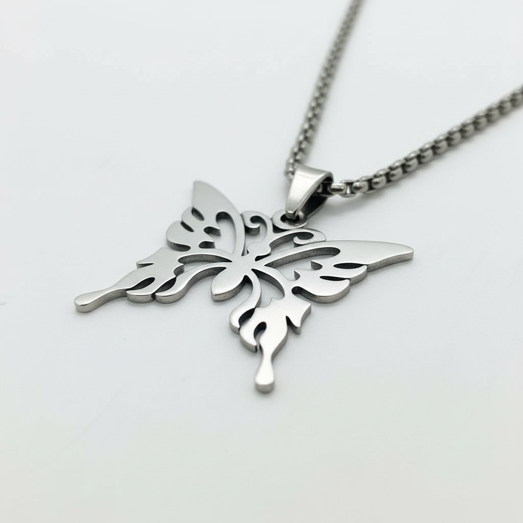Butterfly Pendant necklace steel