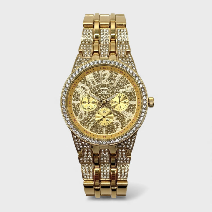 NY London Round Metal Bracelet With Diamonds Watch gold