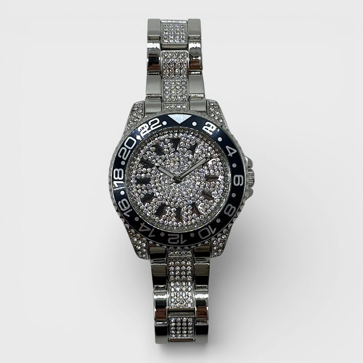 NY London Silver Crystals Watch silver/black
