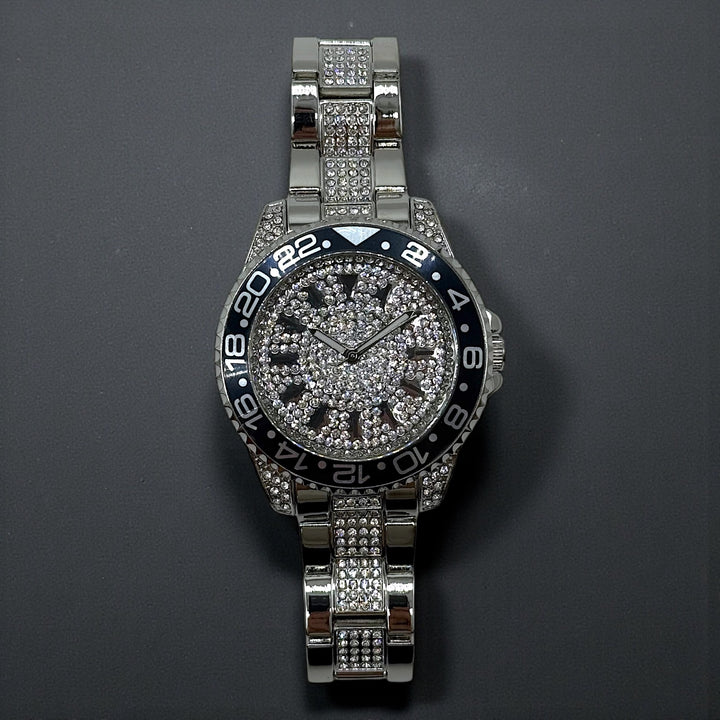 NY London Silver Crystals Watch silver/black
