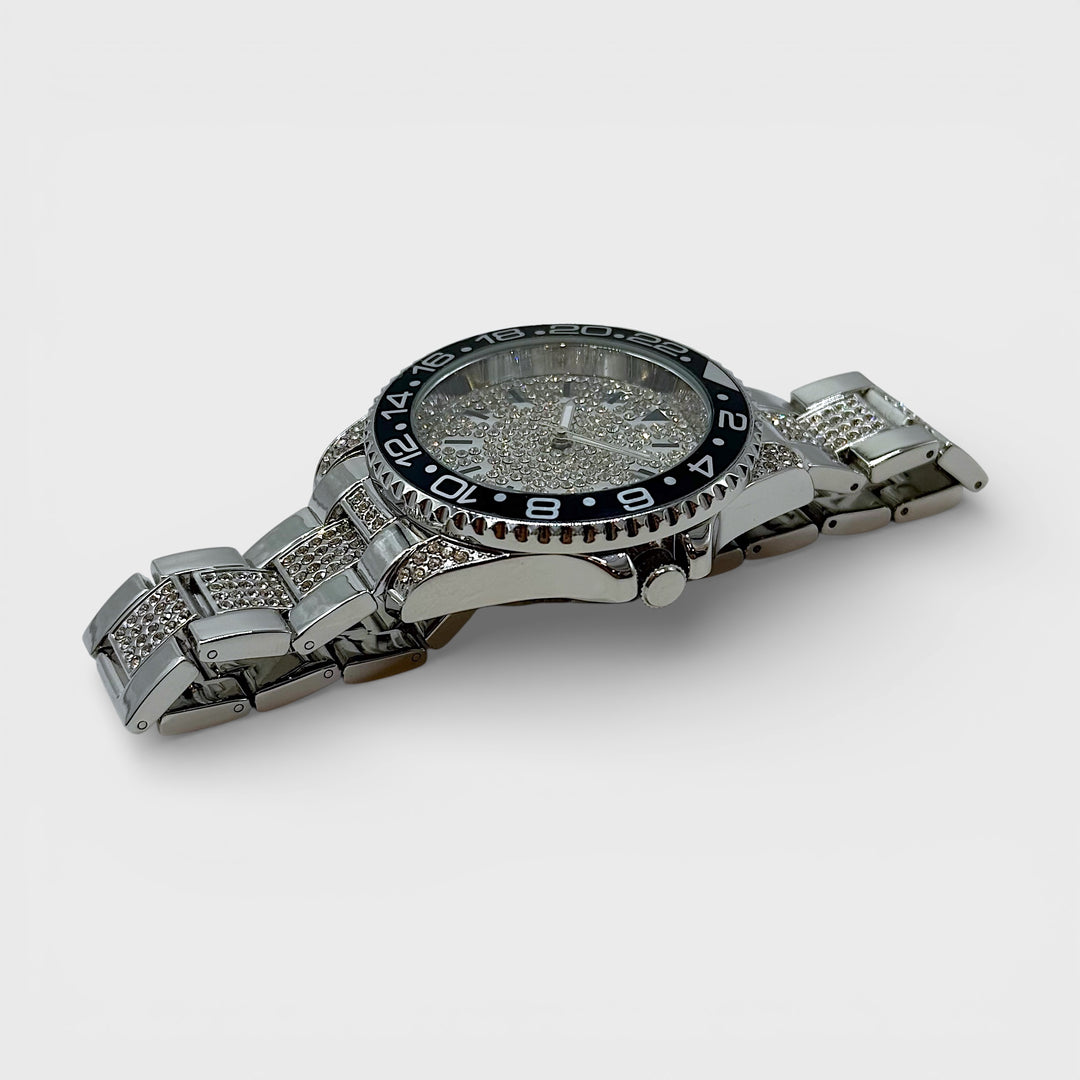 NY London Silver Crystals Watch silver/black