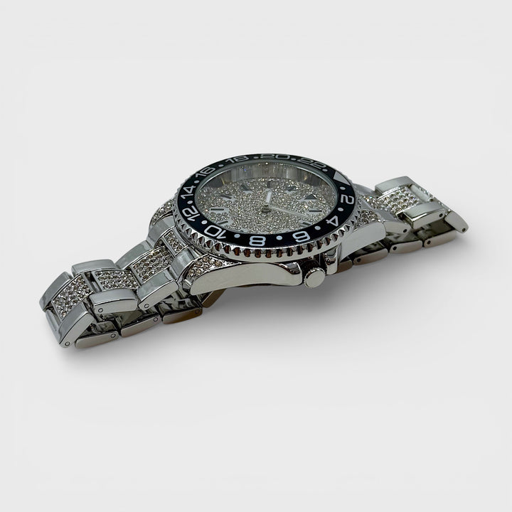 NY London Silver Crystals Watch silver/black