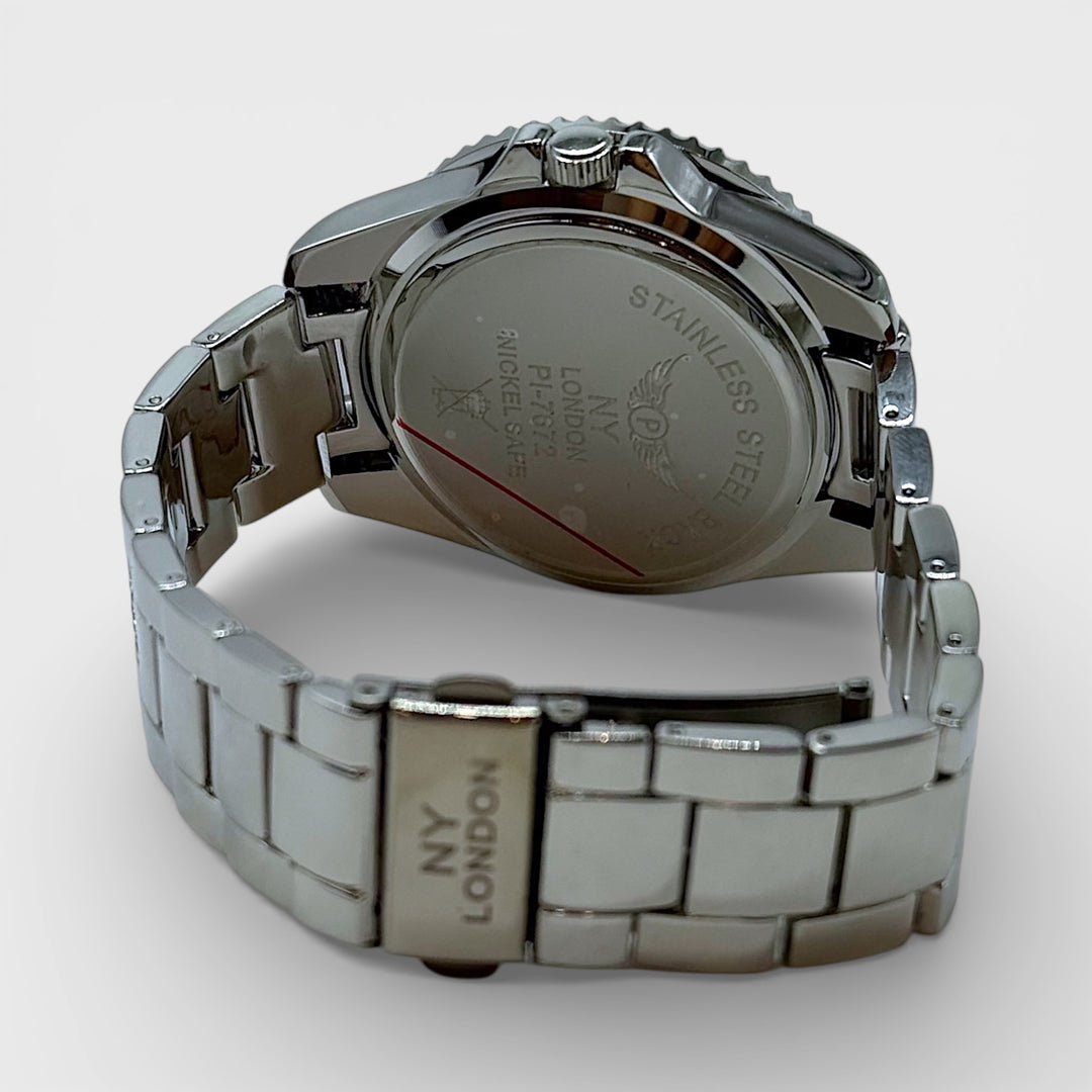 NY London Silver Crystals Watch silver/black