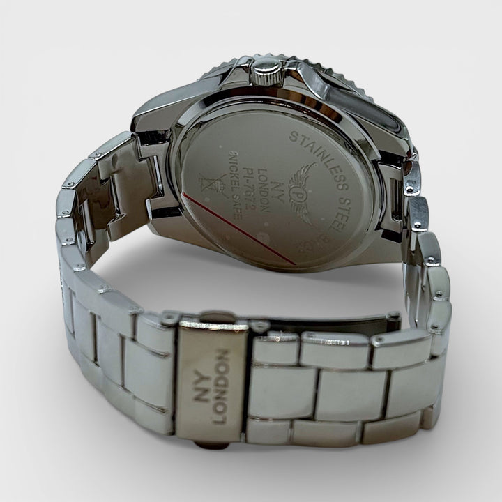 NY London Silver Crystals Watch silver/black