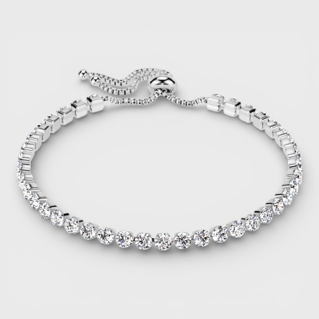 Adjustable Stainless Steel Tennis Bracelet With Prong Set CZ silver - Shop-Tetuan