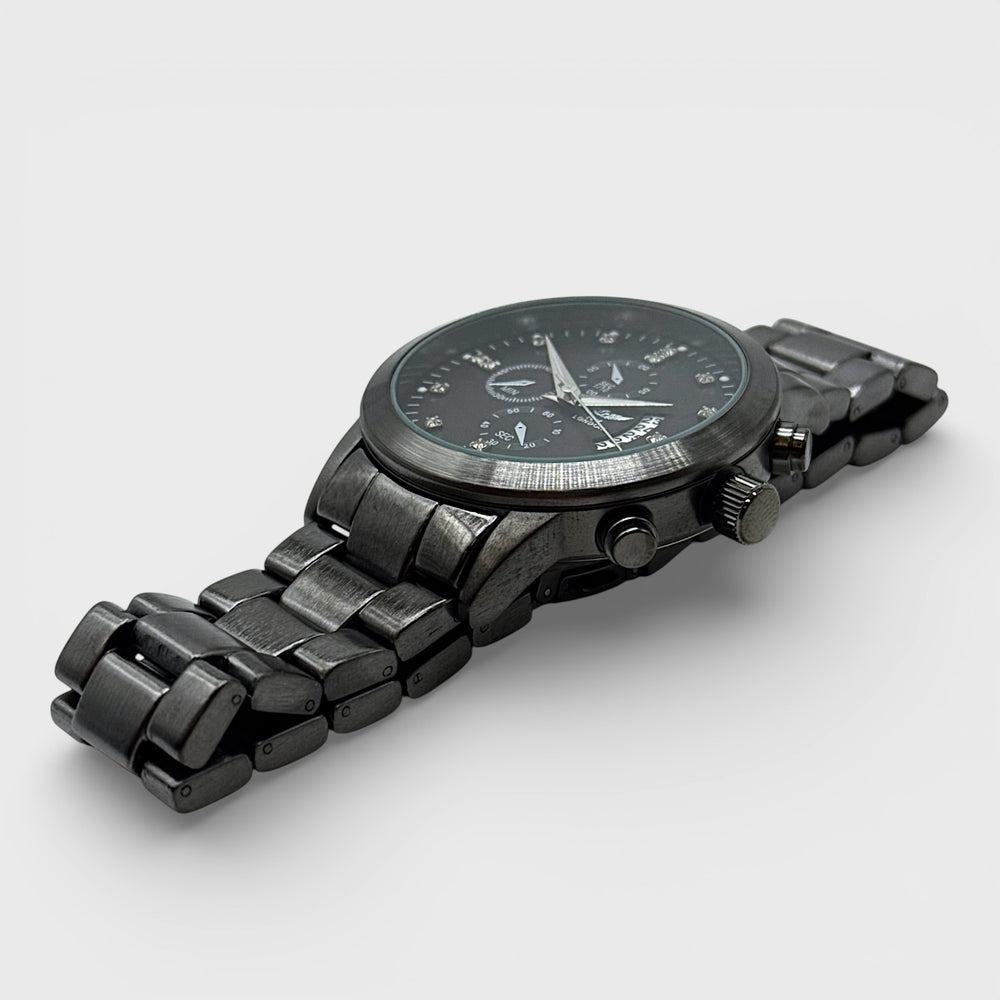 NY London Round Metal Bracelet Watch gun/black - Shop-Tetuan