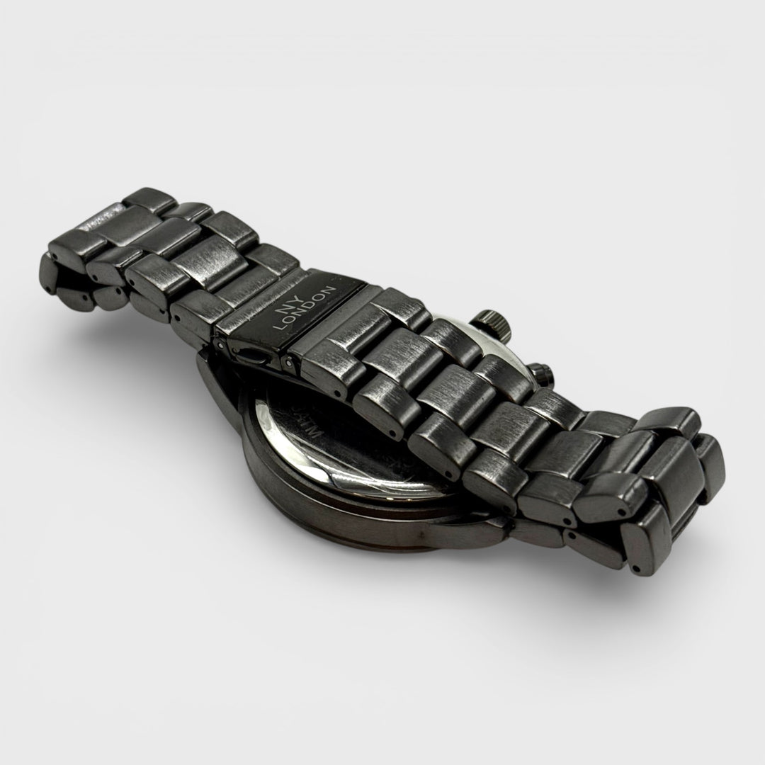 NY London Round Metal Bracelet Watch gun/black - Shop-Tetuan