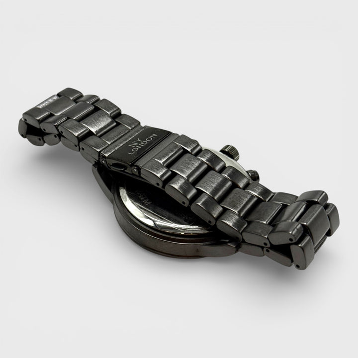 NY London Round Metal Bracelet Watch gun/black - Shop-Tetuan