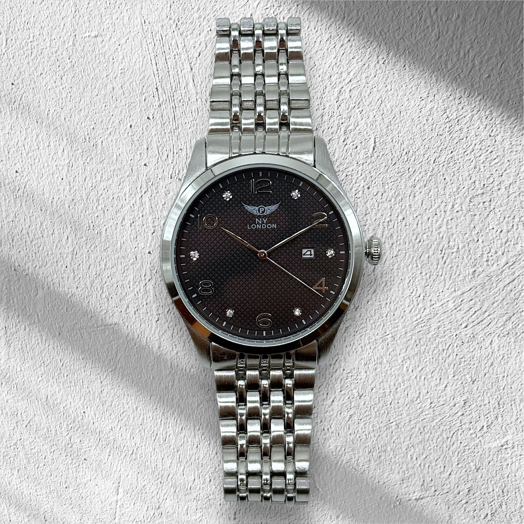 NY London Metal Bracelet Quartz Watch silver/black - Shop-Tetuan