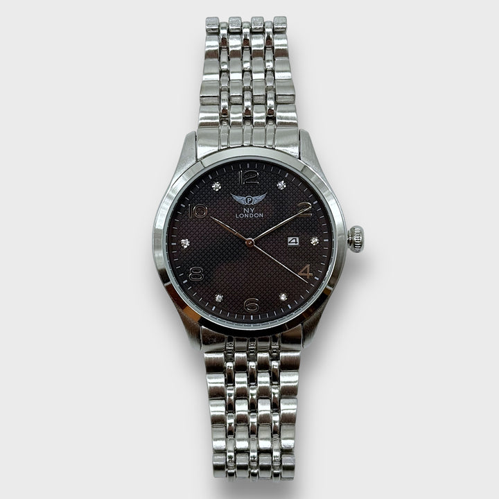 NY London Metal Bracelet Quartz Watch silver/black - Shop-Tetuan