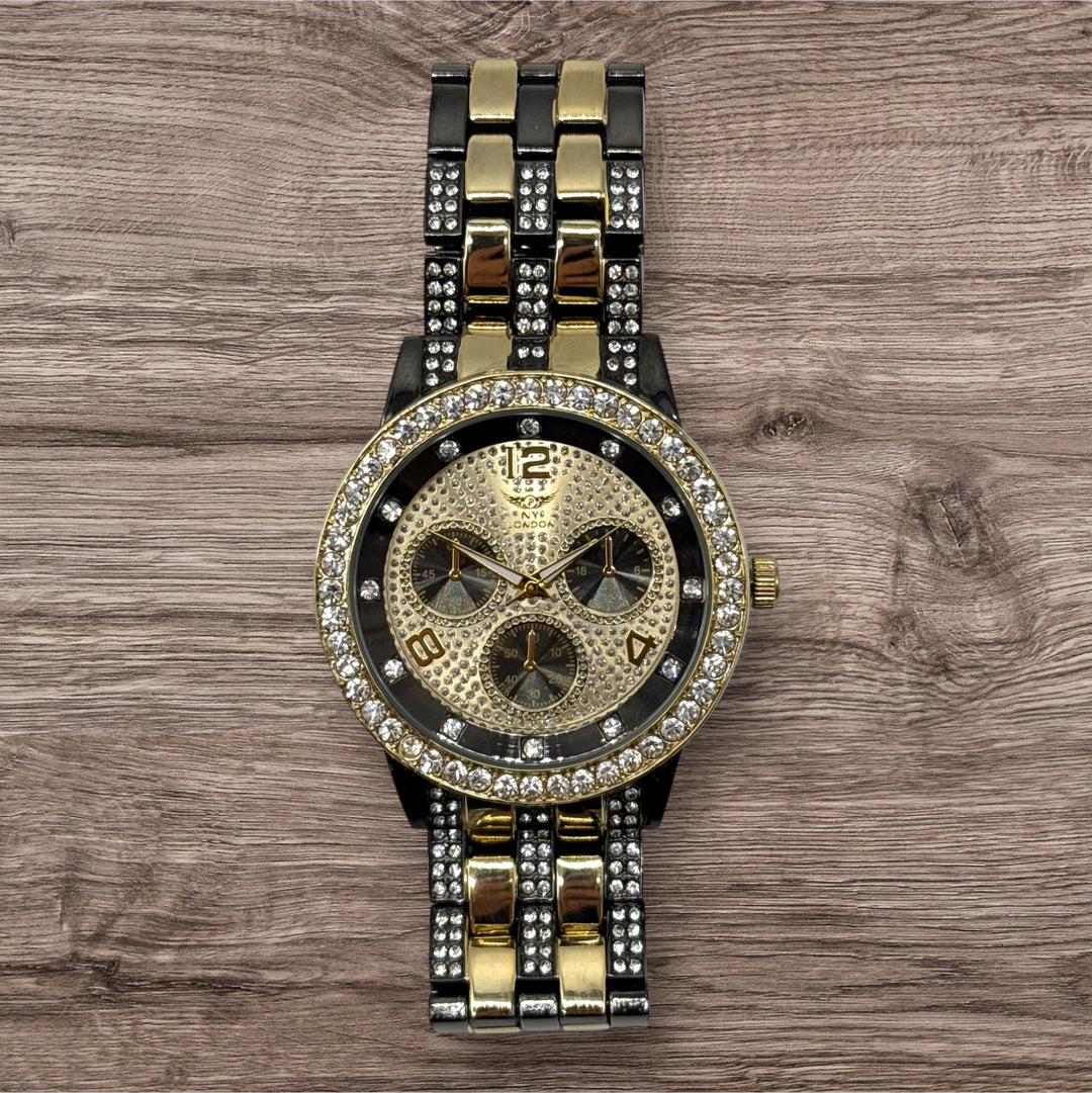 NY London Round Metal Bracelet Watch gun/gold - Shop-Tetuan