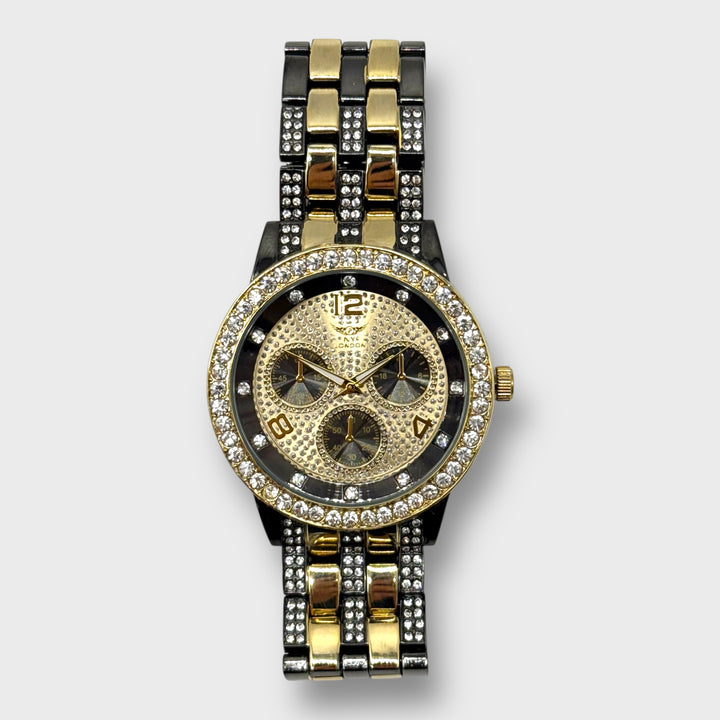 NY London Round Metal Bracelet Watch gun/gold - Shop-Tetuan