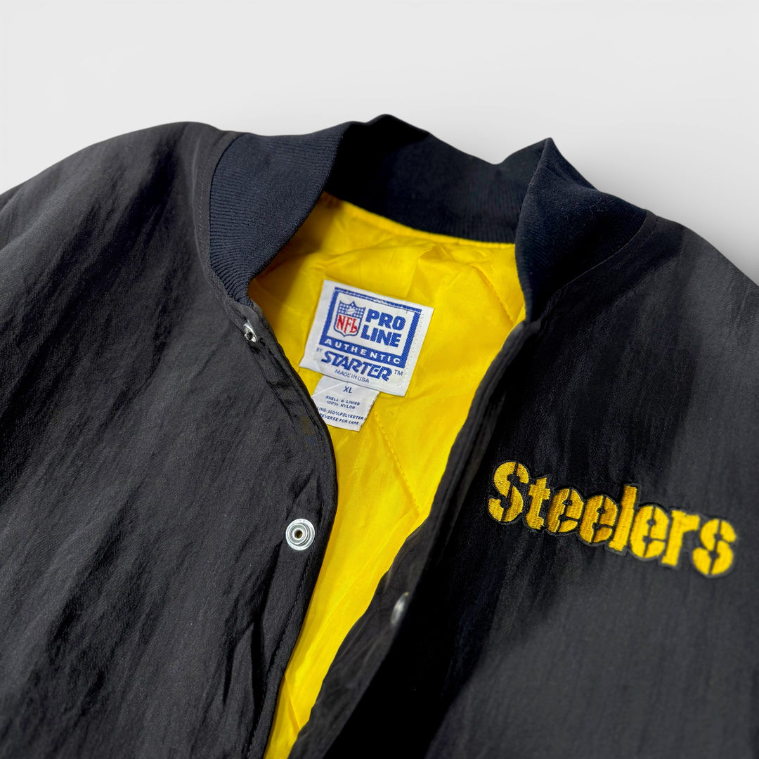Starter 90s Vintage Pittsburgh Steelers Bomber Jacket black L - Shop-Tetuan