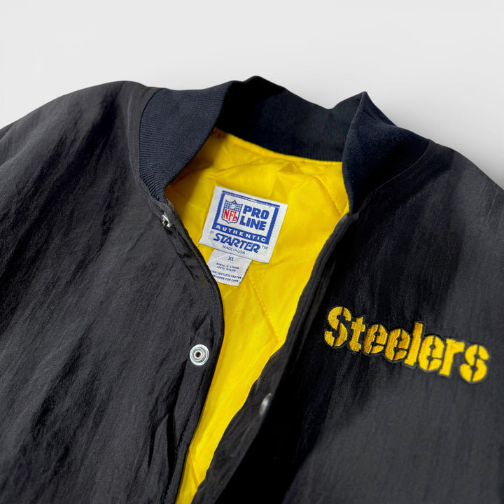 Starter 90s Vintage Pittsburgh Steelers Bomber Jacket black L - Shop-Tetuan