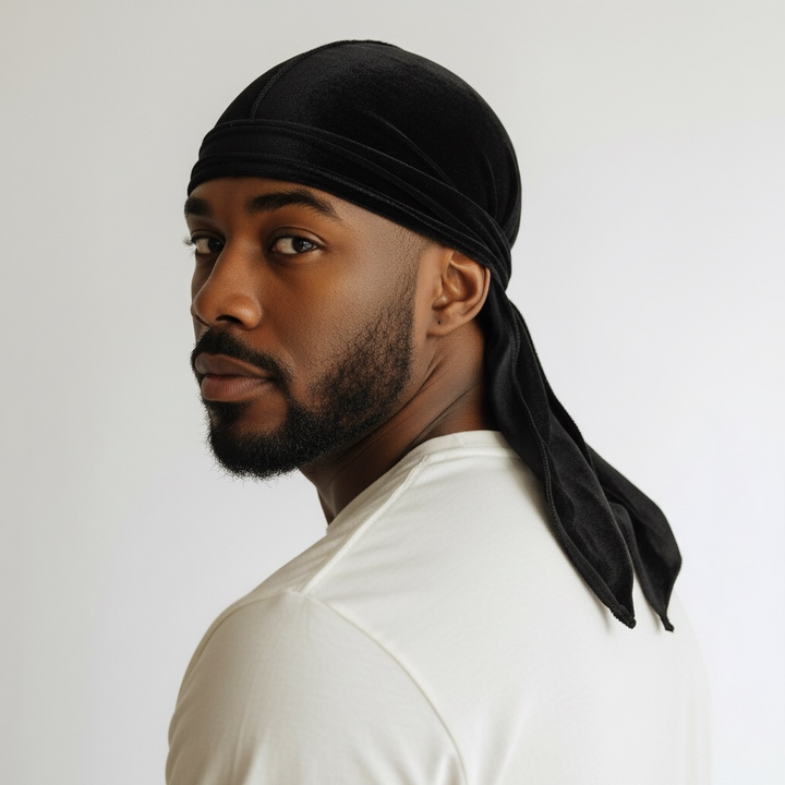 Luxury Velvet Du-Rag black - Shop-Tetuan