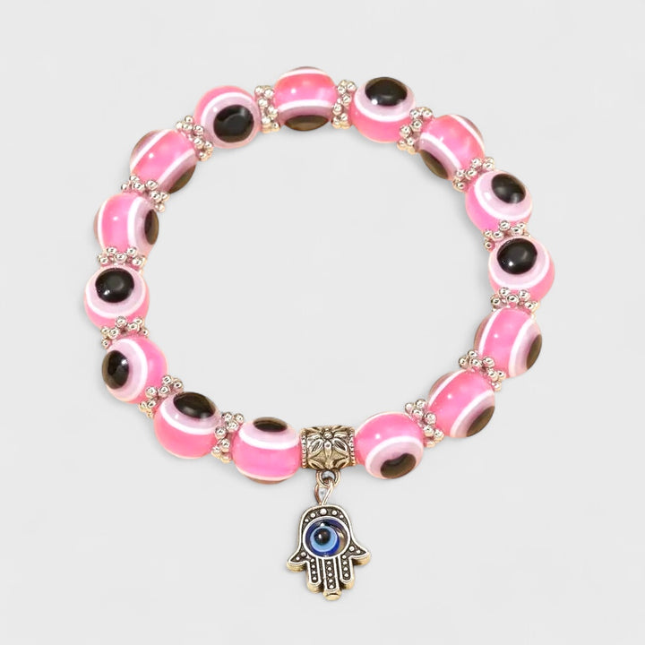 Hamsa Hand Bead Bracelet pink