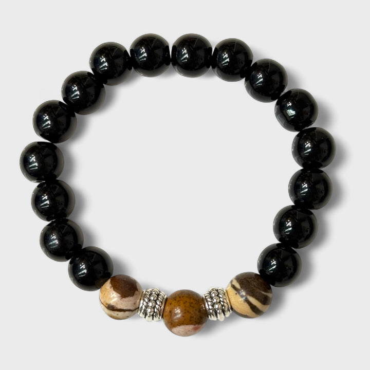 Natural Stone Black Beads blk brown