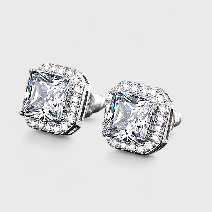 Luxury Square Zircon Stud Earring 10mm x 10mm silver - Shop-Tetuan