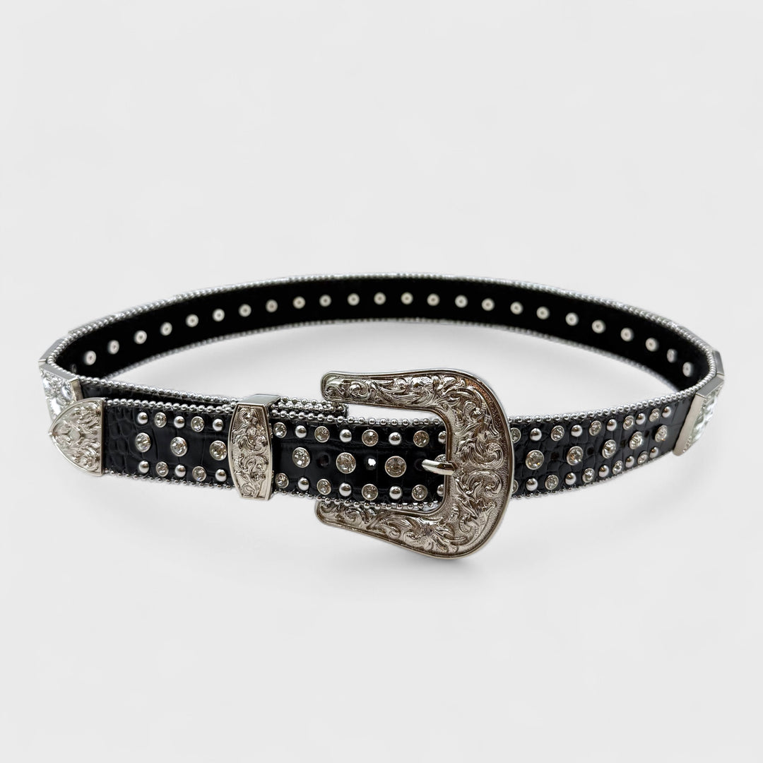 Diamond Studded Rhinestone Belt black/clear