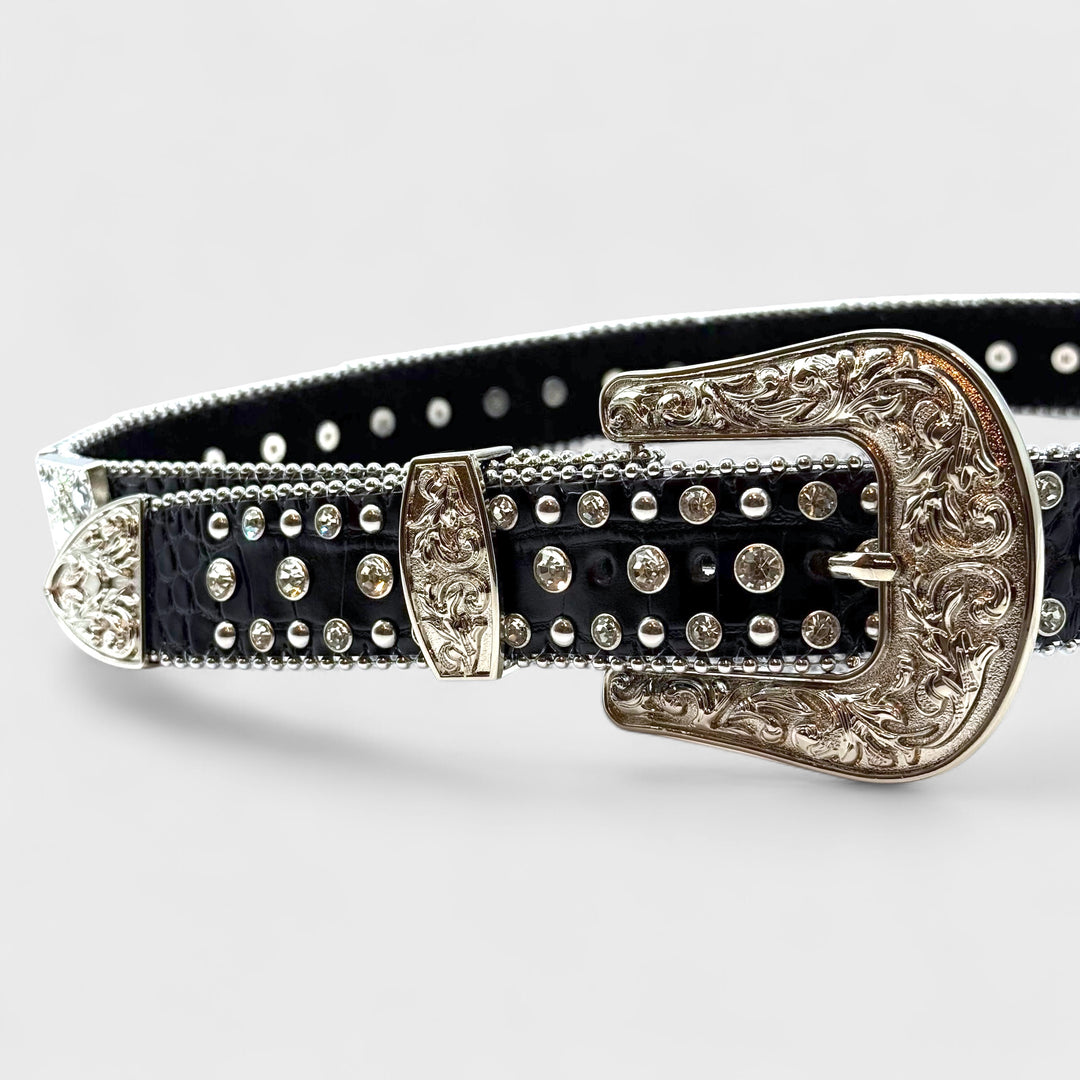 Diamond Studded Rhinestone Belt black/clear